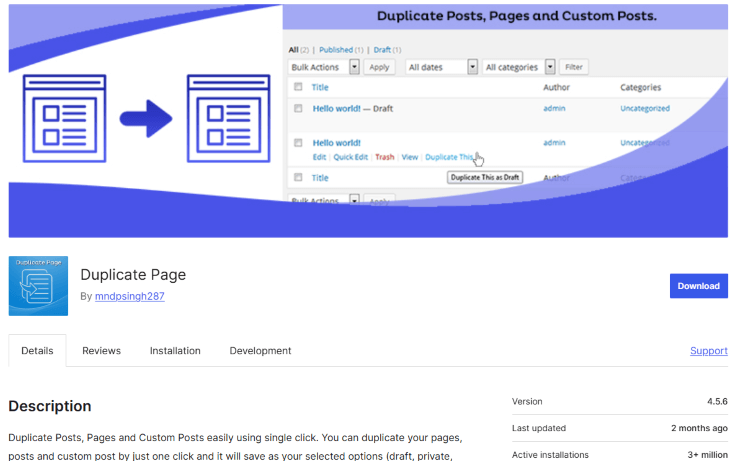 Duplicate Page Plugin