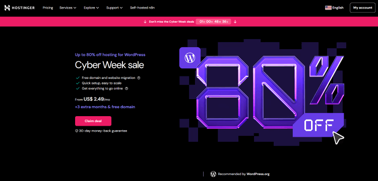 hostinger wordpress hosting